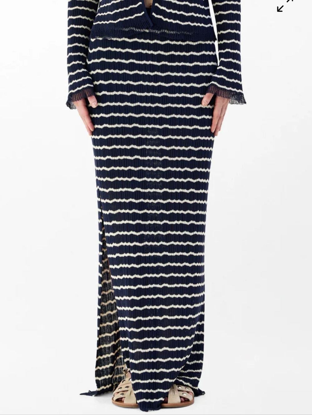 NWT Rag & Bone Chiara Stripe Knit Maxi Skirt Indigo Blue Size XS Boho Coastal